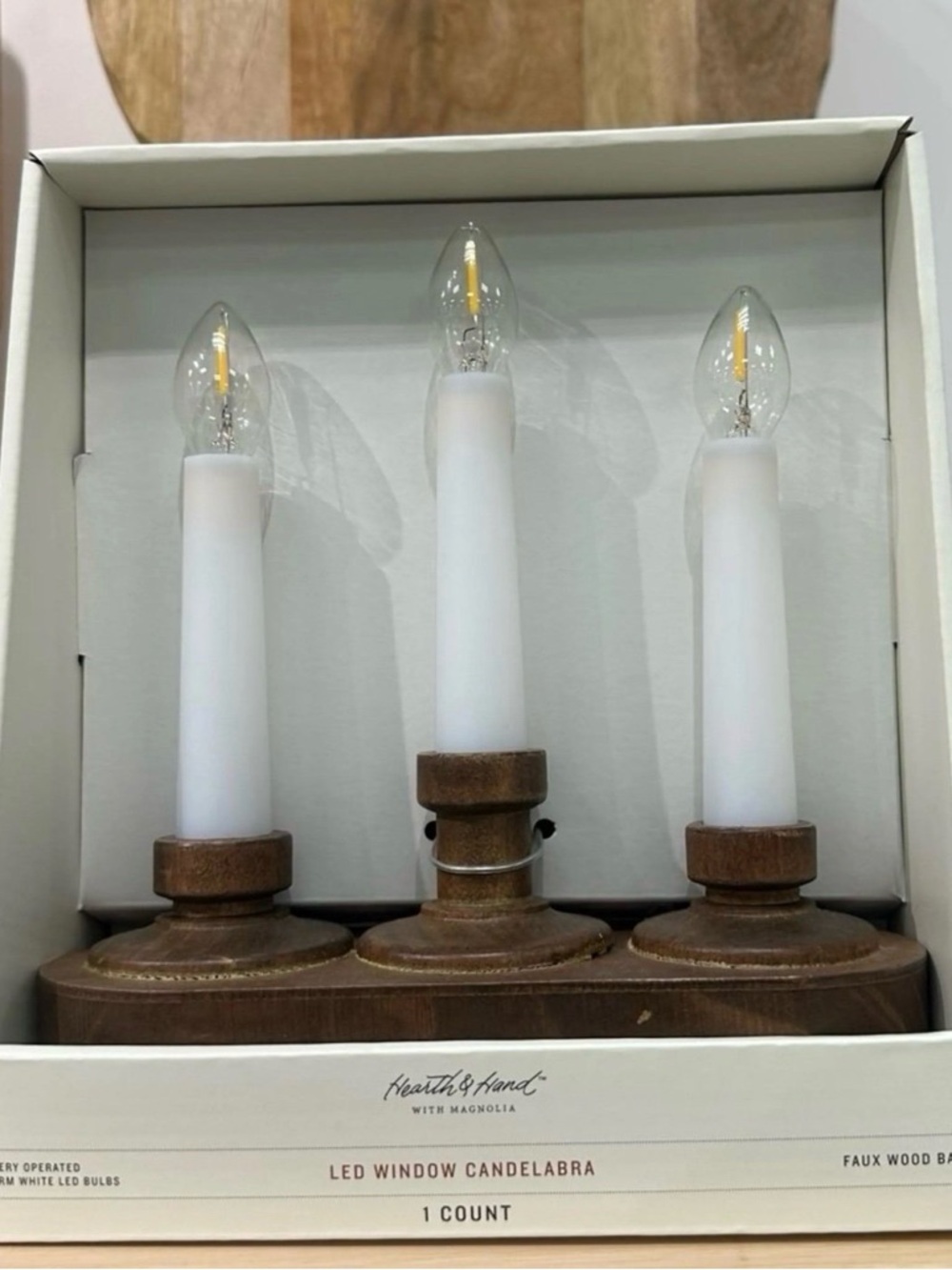 Set of 2 Hearth & Hand Candelabras with Wood-Tone Base